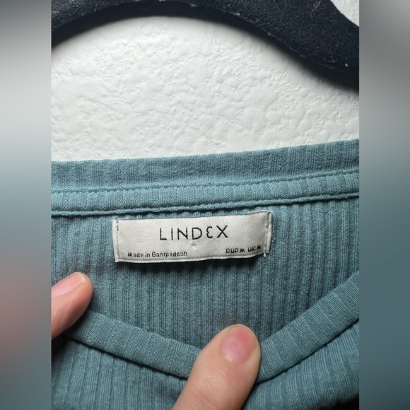 Blue Fitted Ribbed Short Sleeve T-Shirt - Picture 3 of 3